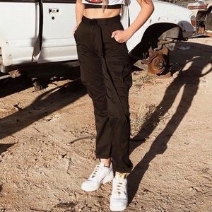 John Galt Black Piper Cargo Pants